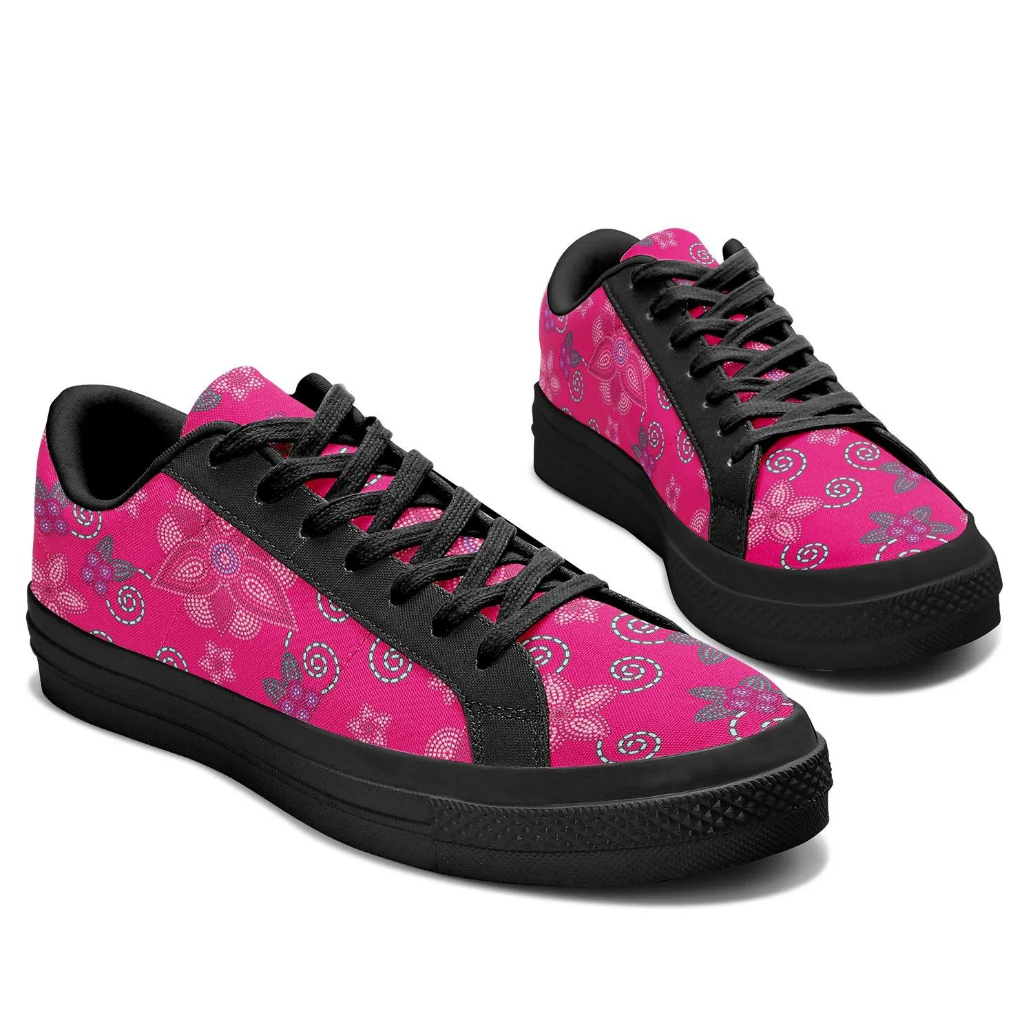 Berry Picking Pink Aapisi Low Top Canvas Shoes Black Sole