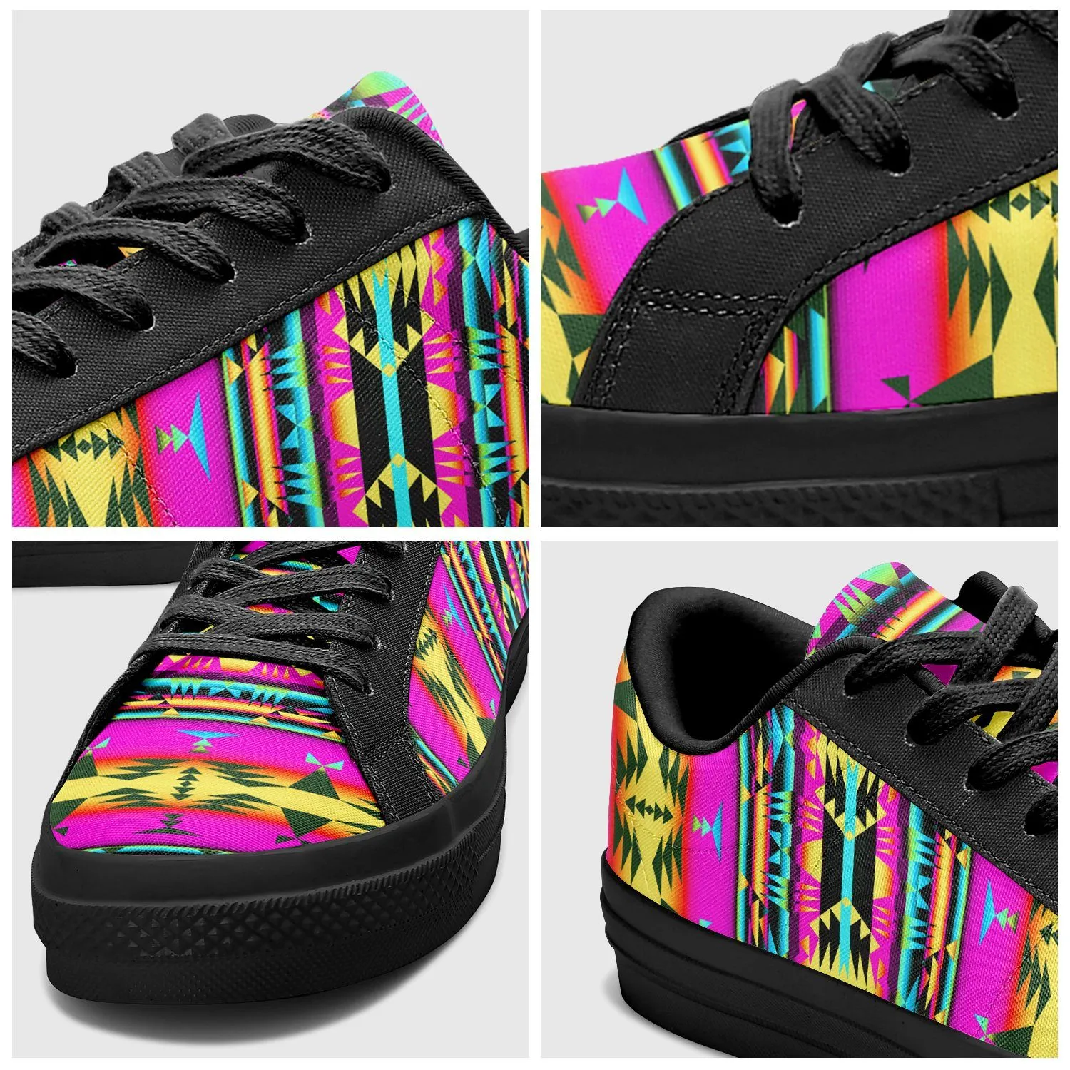 Between the Sunset Mountains Aapisi Low Top Canvas Shoes Black Sole