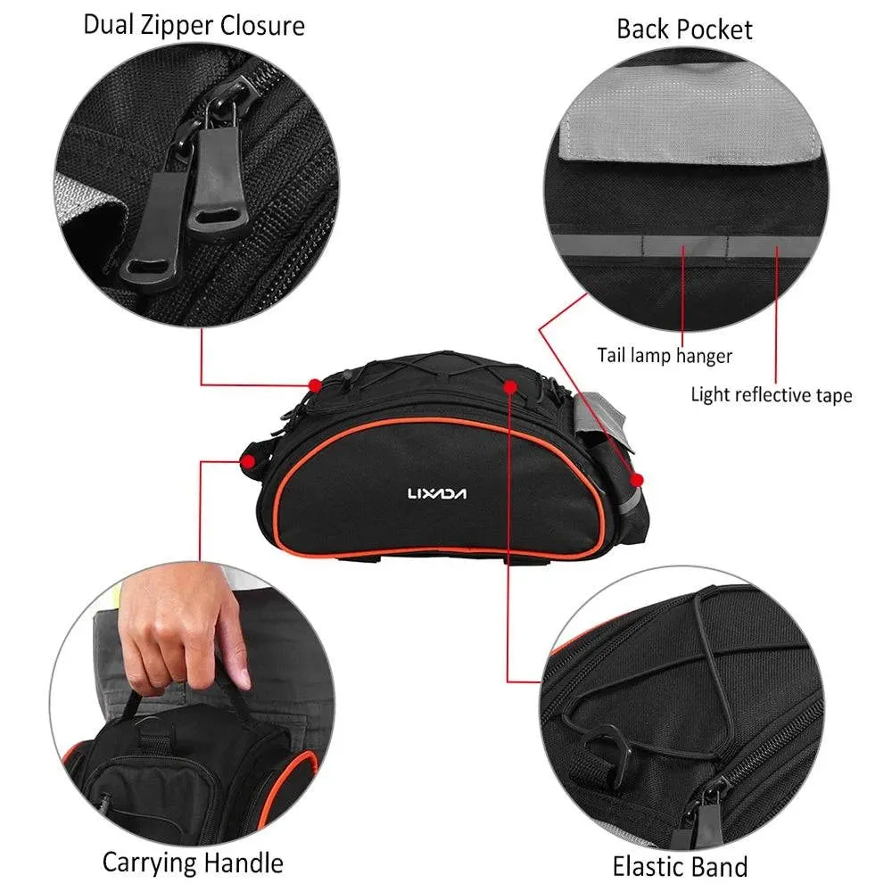 Bicycle Rear Seat Bag Multifunction Waterproof MTB Bicycle Pannier Bag Bike Rack Bag With Rain Cover