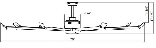 Black Arctic III 68" 8 Blade Indoor / Outdoor Ceiling Fan with Wall Control