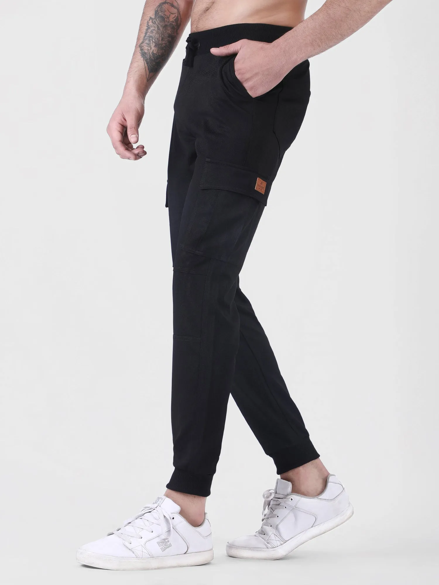 black cargo joggers mens