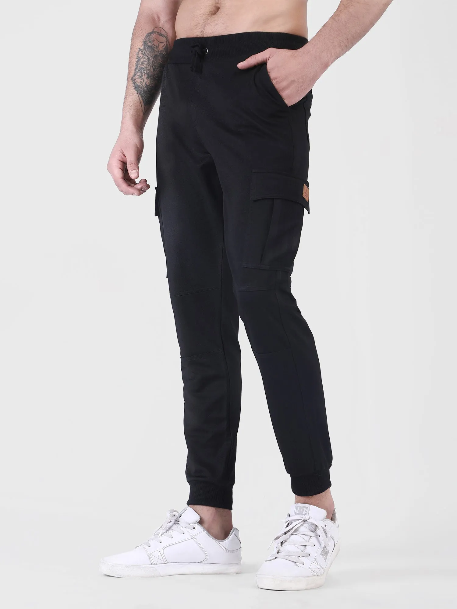 black cargo joggers mens