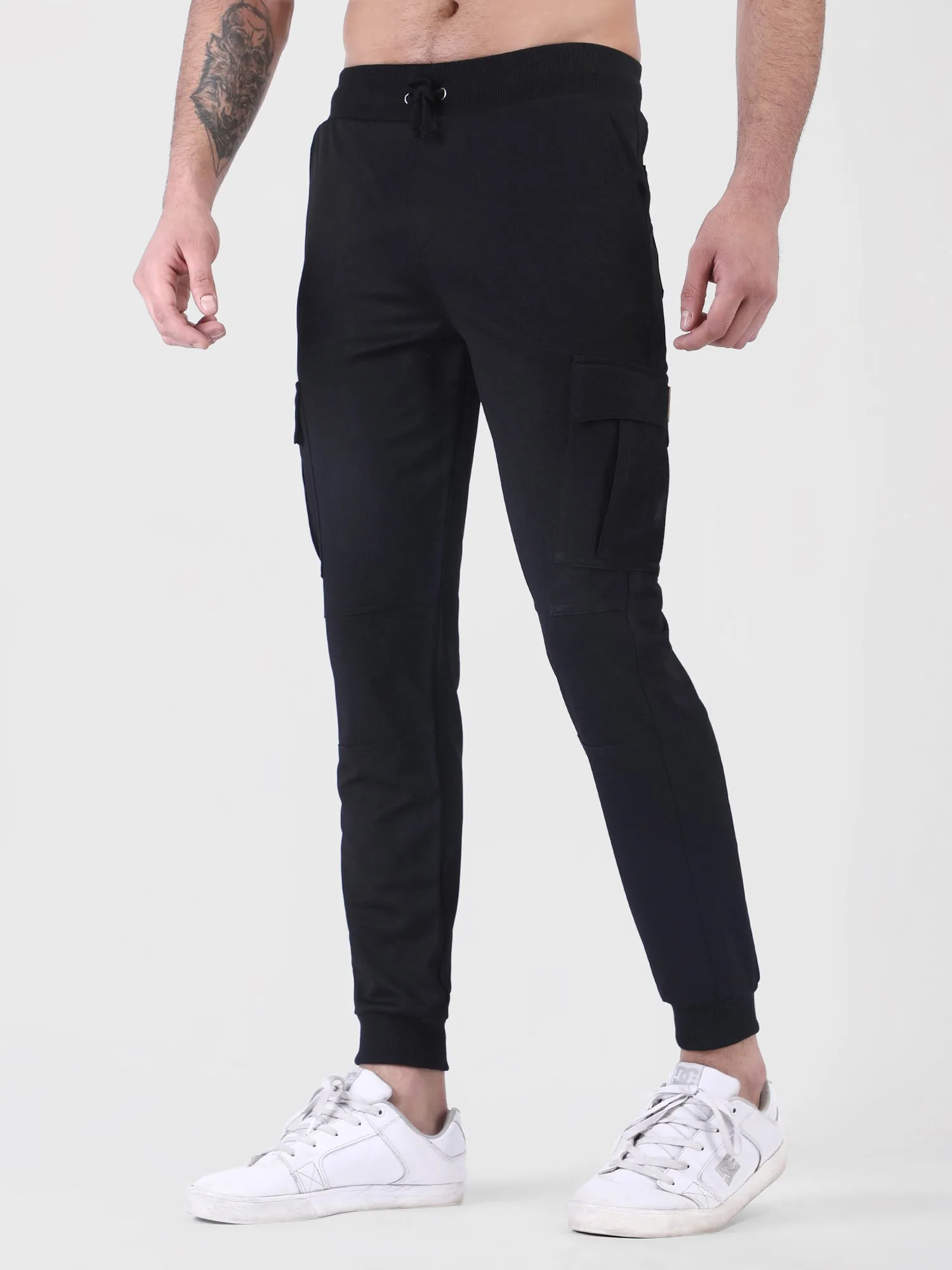 black cargo joggers mens