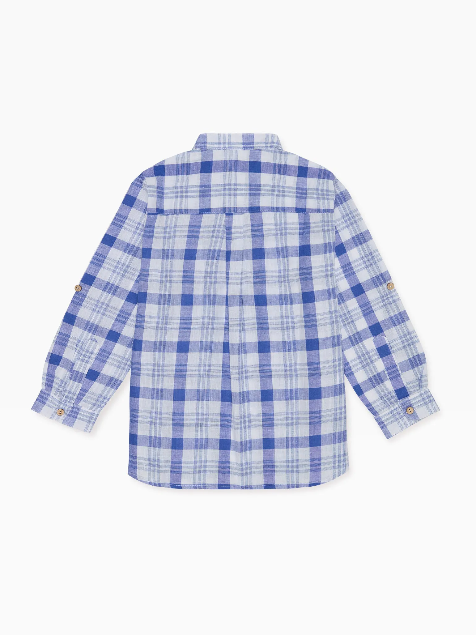 Blue Check Jazmin Cotton Long Sleeve Boy Shirt