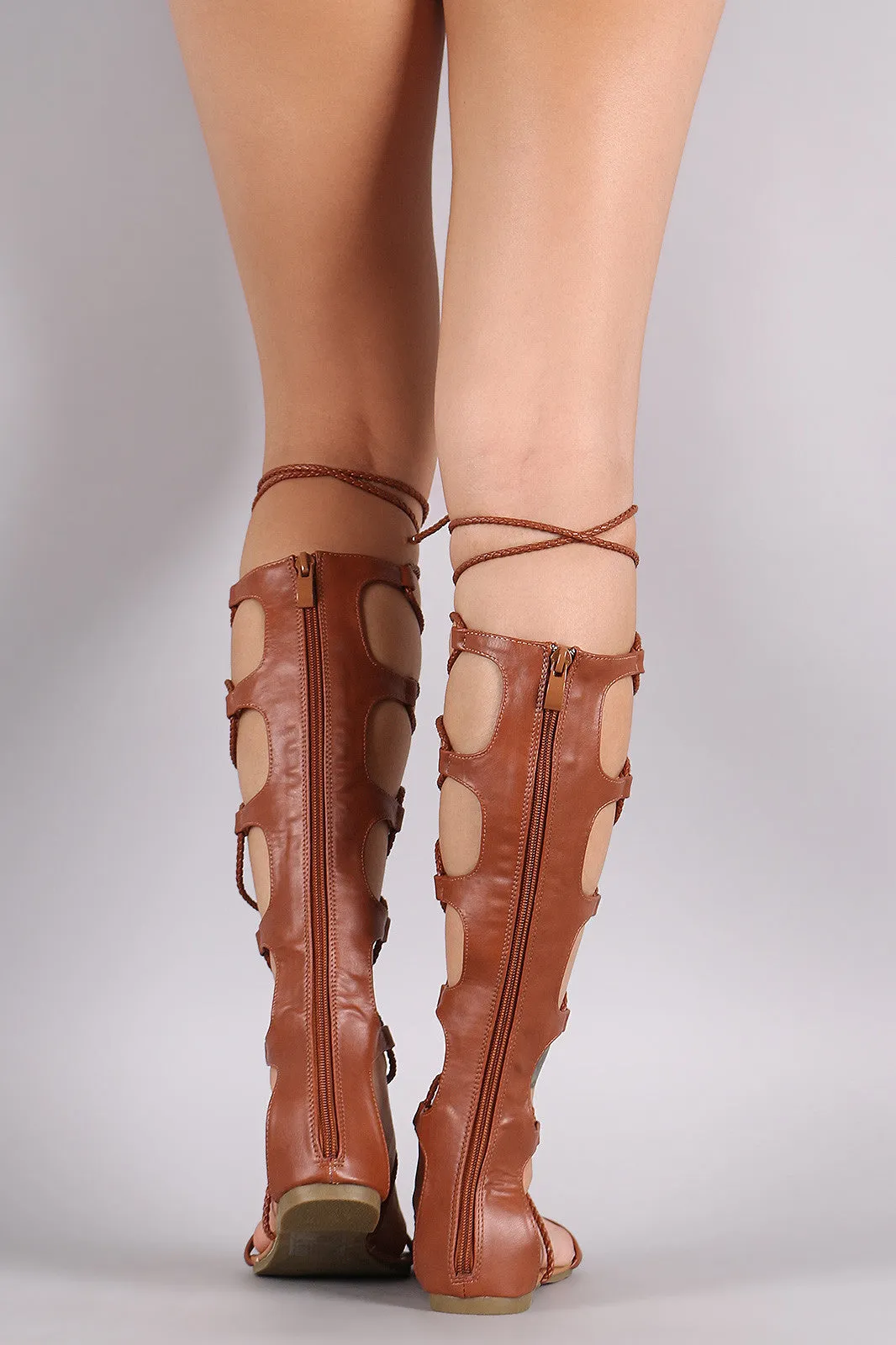 Braided Lace Up Gladiator Sandal