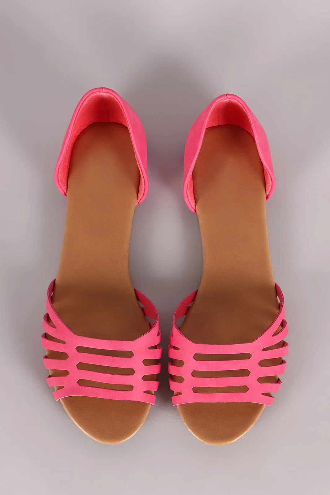 Breckelle Open Toe Cutout Dorsay Flat