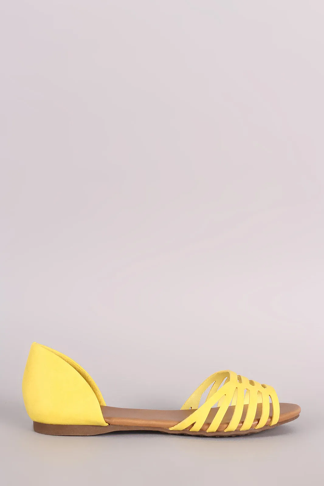 Breckelle Open Toe Cutout Dorsay Flat