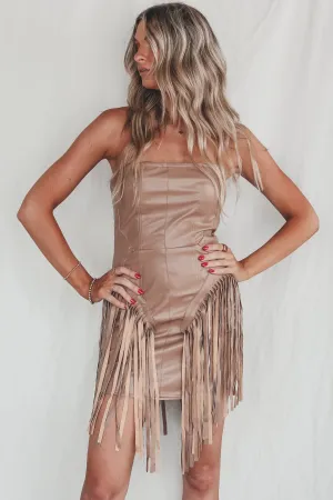 Broadway Stunner Leather Fringe Western Mini Dress