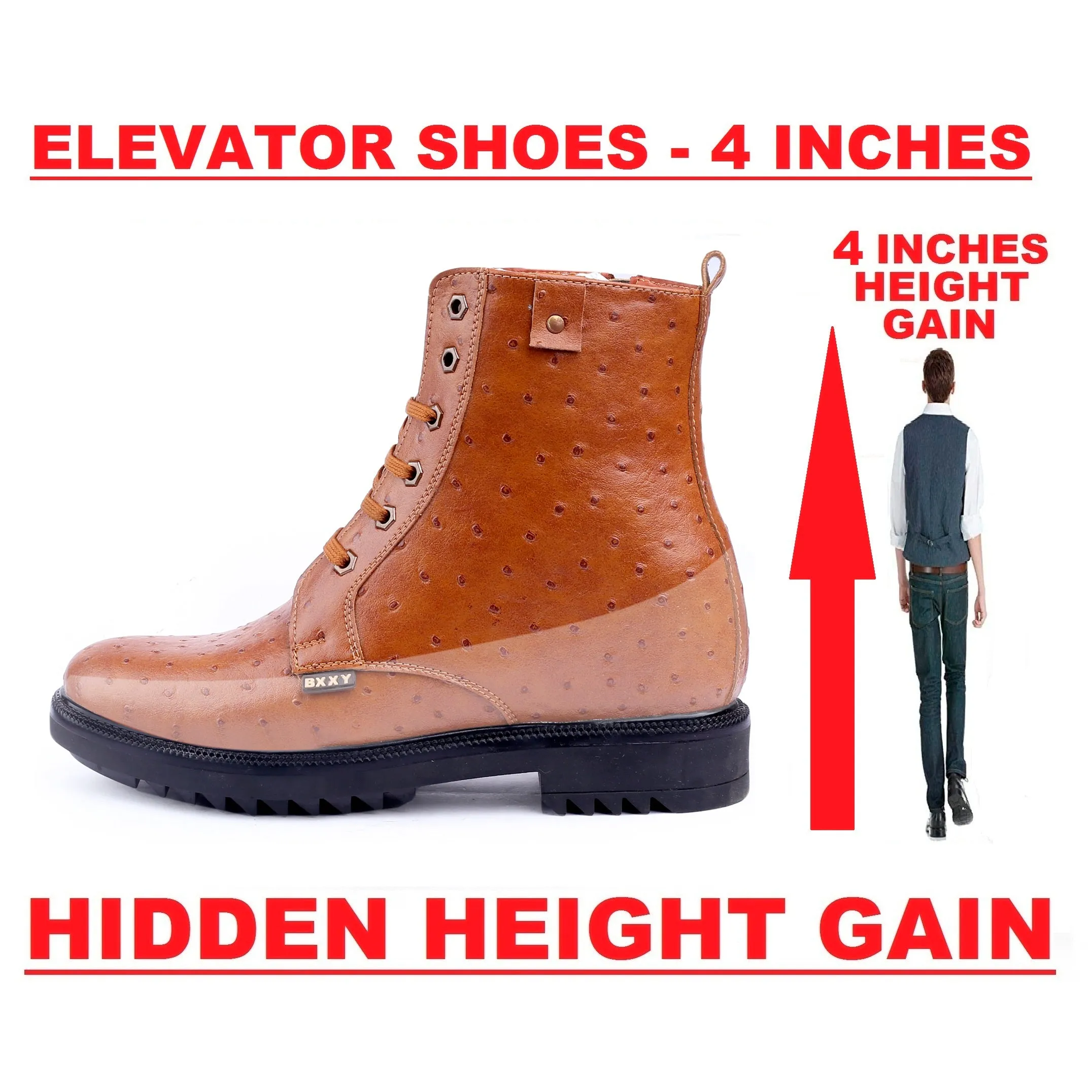 Bxxy 4 Inch Hidden Height Increasing Fashionable High Ankle Boots For Men