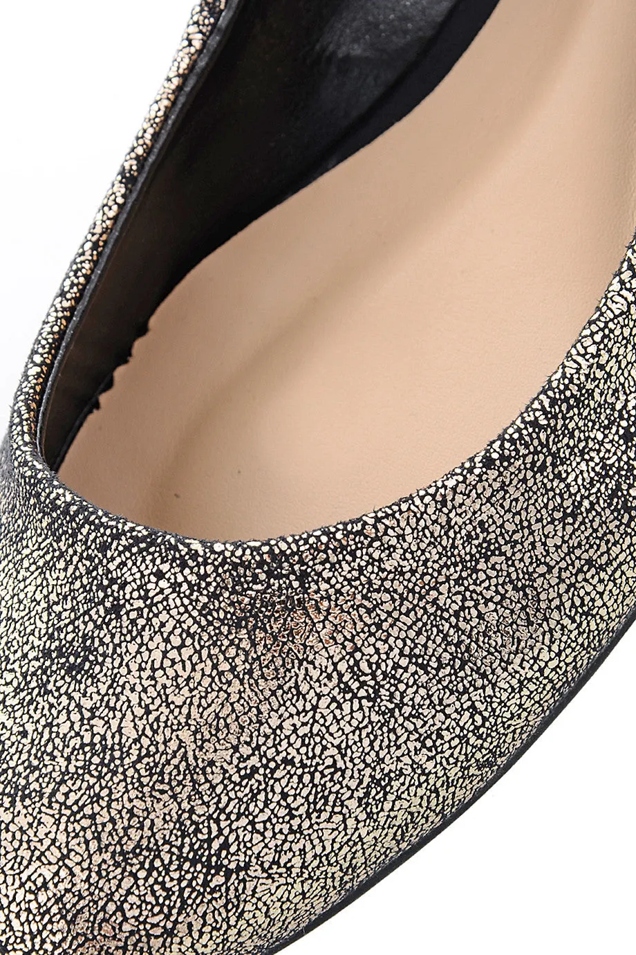 CECCONELLO LEELA Gold Crackled Ballerinas