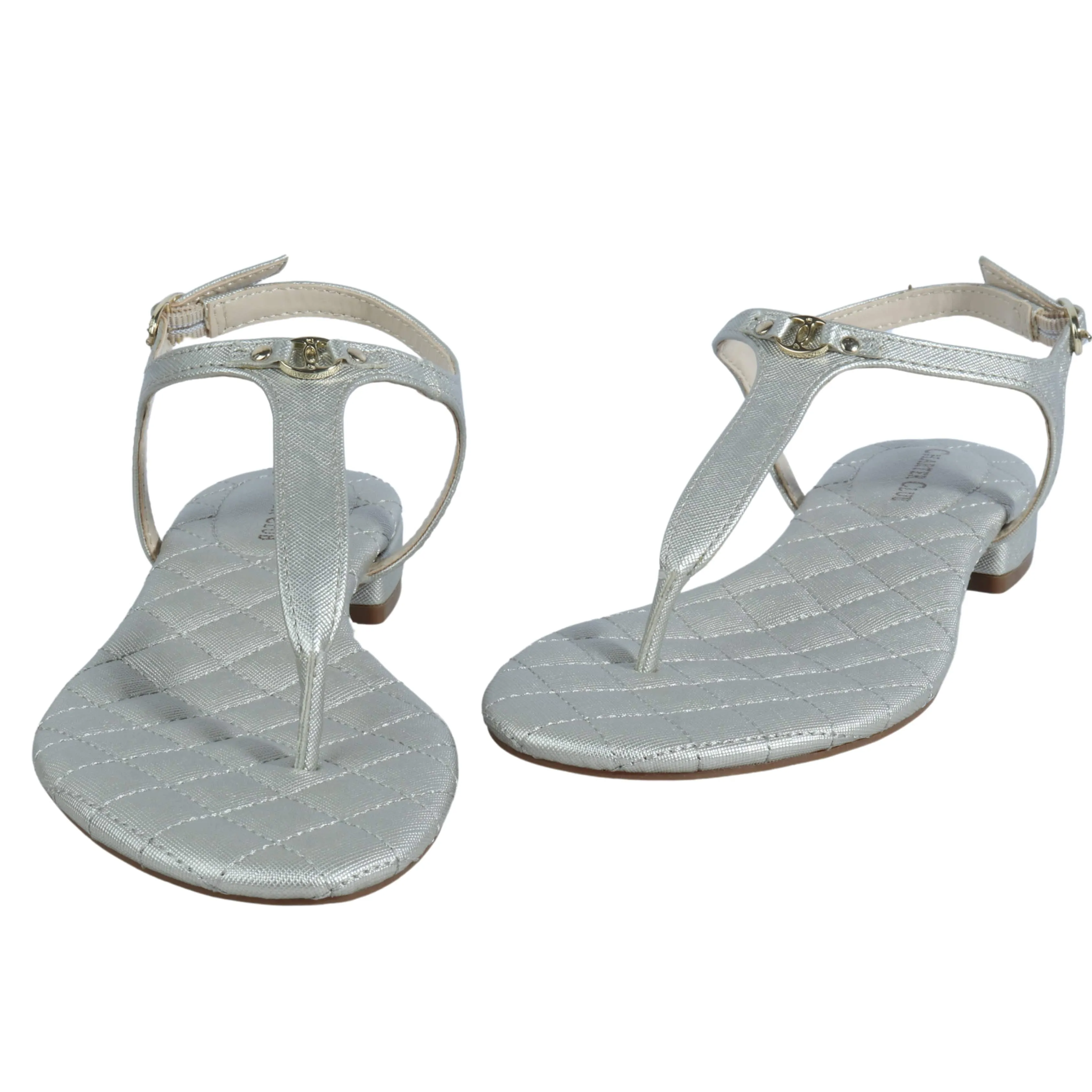 CHARTER CLUB - Carinna Metallic Quilted T-Strap Sandals