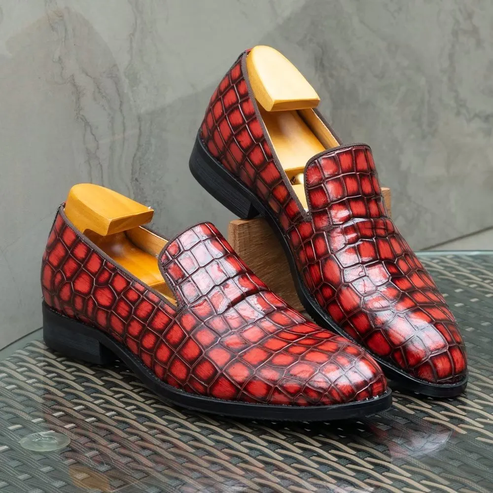 Chic CrocLeather Slip-on Dress Shoes