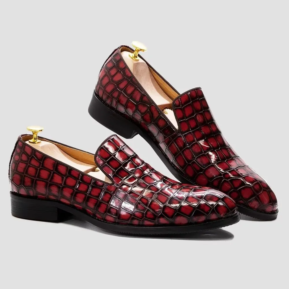 Chic CrocLeather Slip-on Dress Shoes