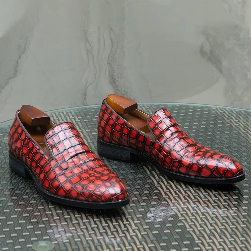 Chic CrocLeather Slip-on Dress Shoes