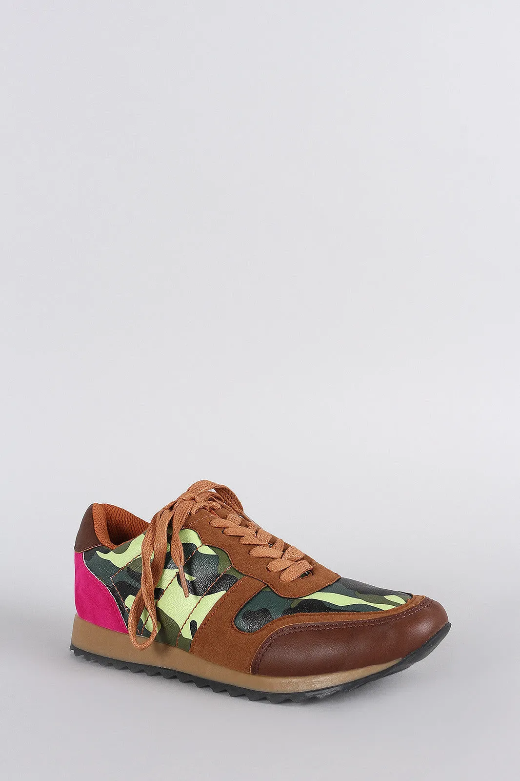 Colorblock Camouflage Print Round Toe Lace Up Sneaker