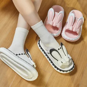 Cute Rabbit Low Wedge Women Slippers