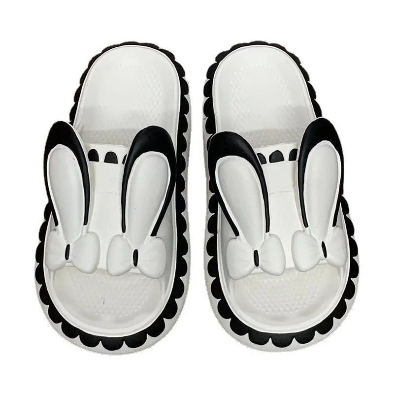 Cute Rabbit Low Wedge Women Slippers