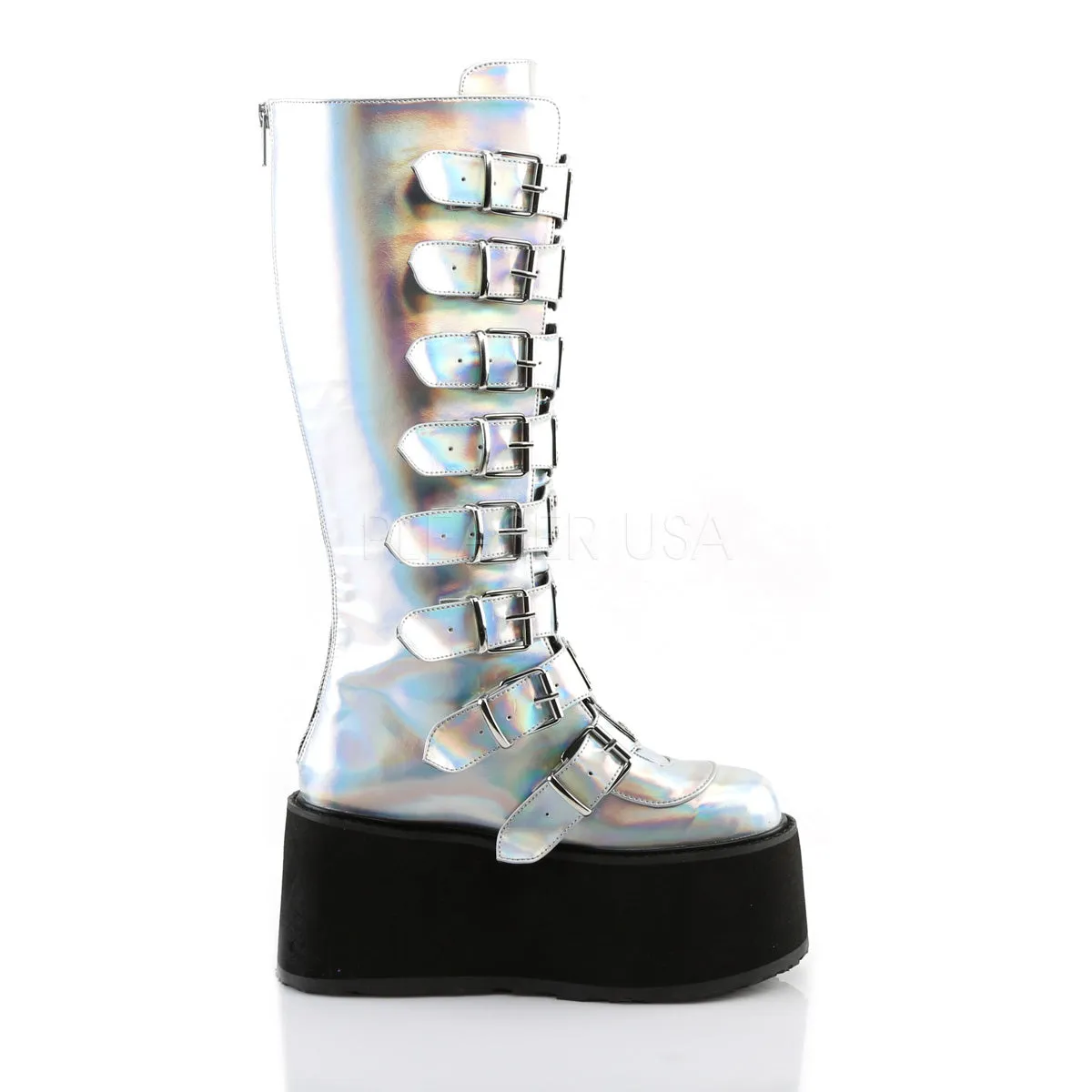 DemoniaCult DAMNED 318 Boots Silver