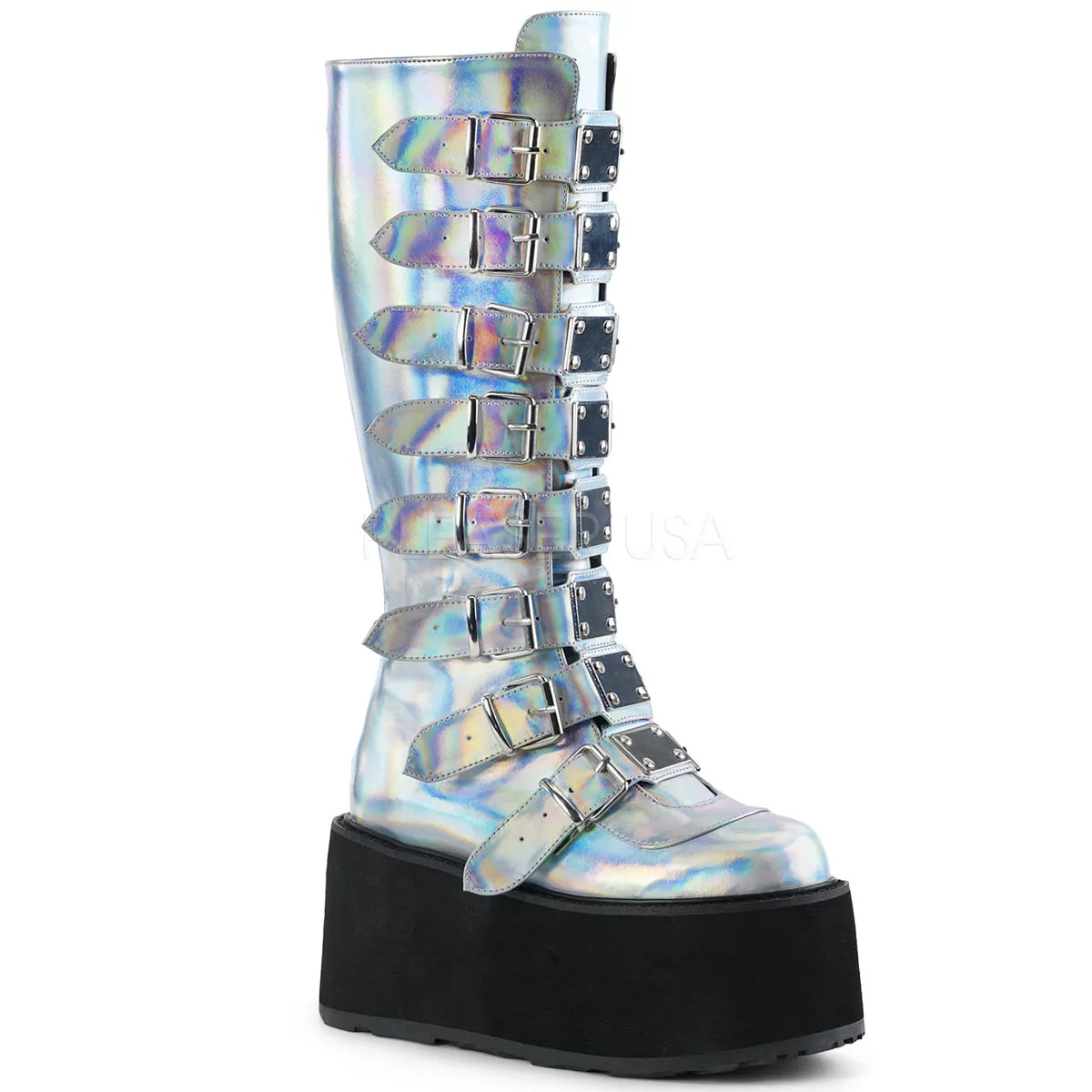 DemoniaCult DAMNED 318 Boots Silver