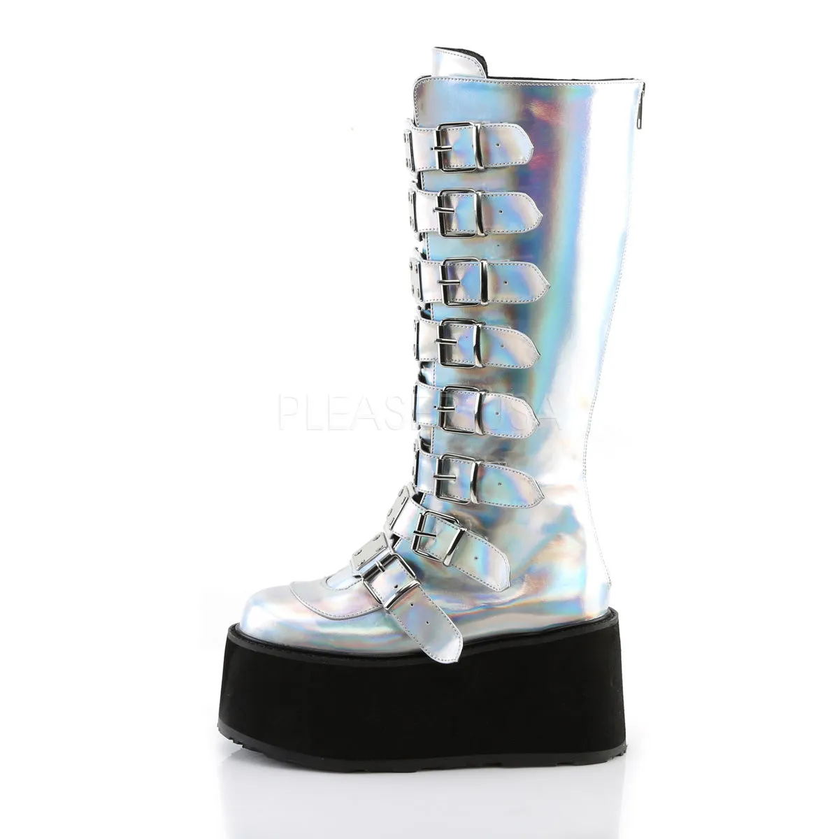 DemoniaCult DAMNED 318 Boots Silver