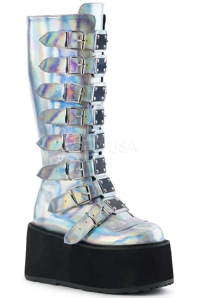 DemoniaCult DAMNED 318 Boots Silver