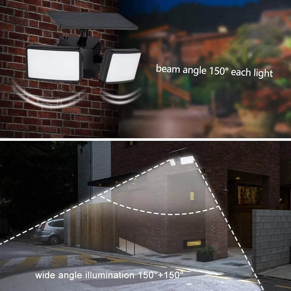 Depuley Solar Light Outdoor IP65 Waterproof LED Spotlight with Motion Sensor Swivelling 2 Heads Wireless 2 Modes Flood Light Outdoor Spotlight Black for Backyard Garage Entrance Garage Vegetable Garden