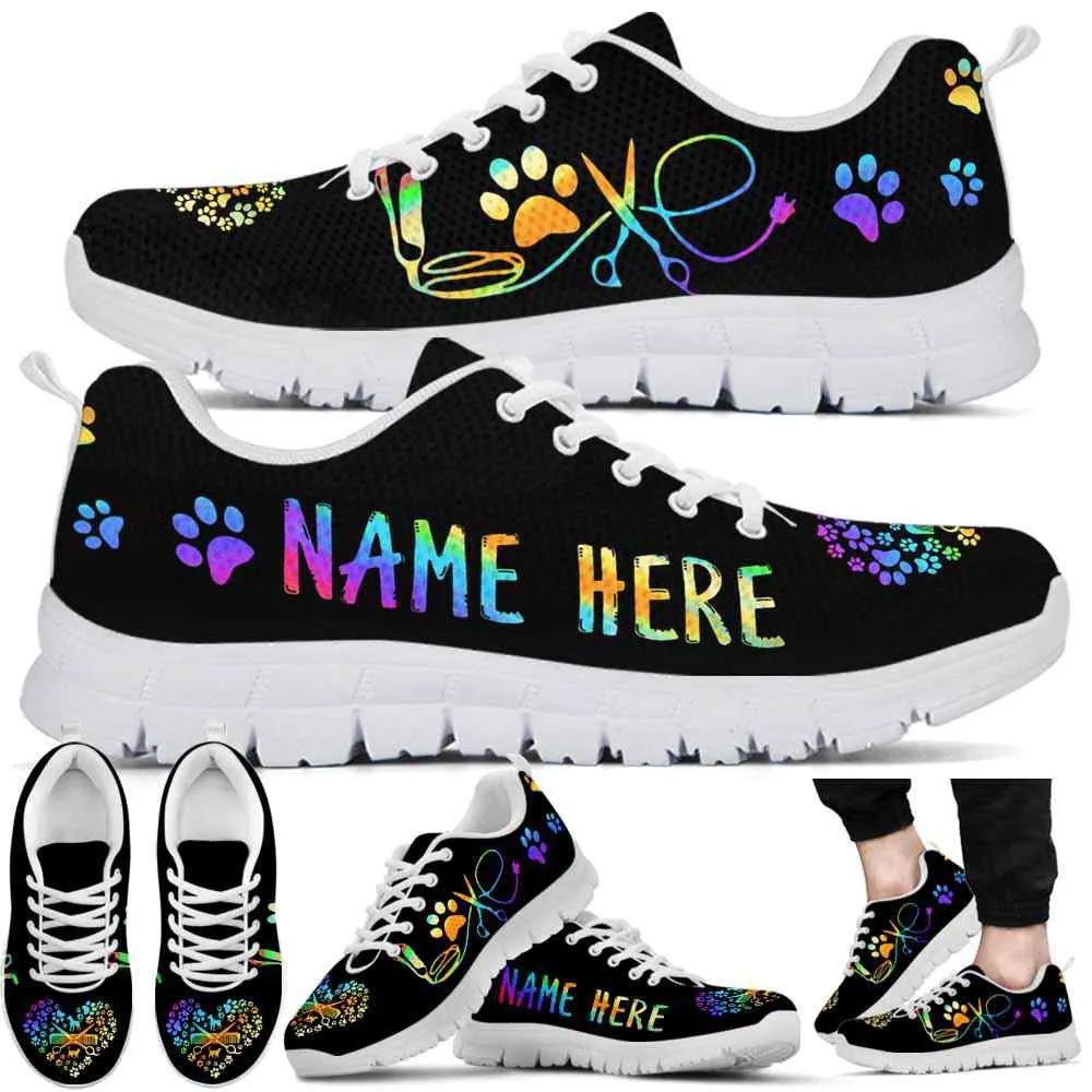 Dog Groomer Sneaker, Dog Groomer Love Heart Customizable Name Sneakers Shoes, Best Running Shoes, Unique Gifts For Dog Lovers