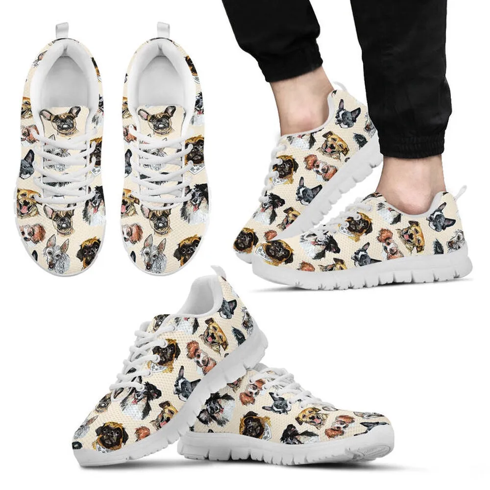 Dog Sneaker, Dogs Drawing Pattern Sneaker Shoes, Dog Shoes