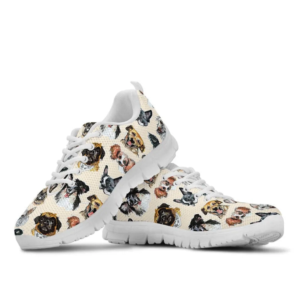 Dog Sneaker, Dogs Drawing Pattern Sneaker Shoes, Dog Shoes