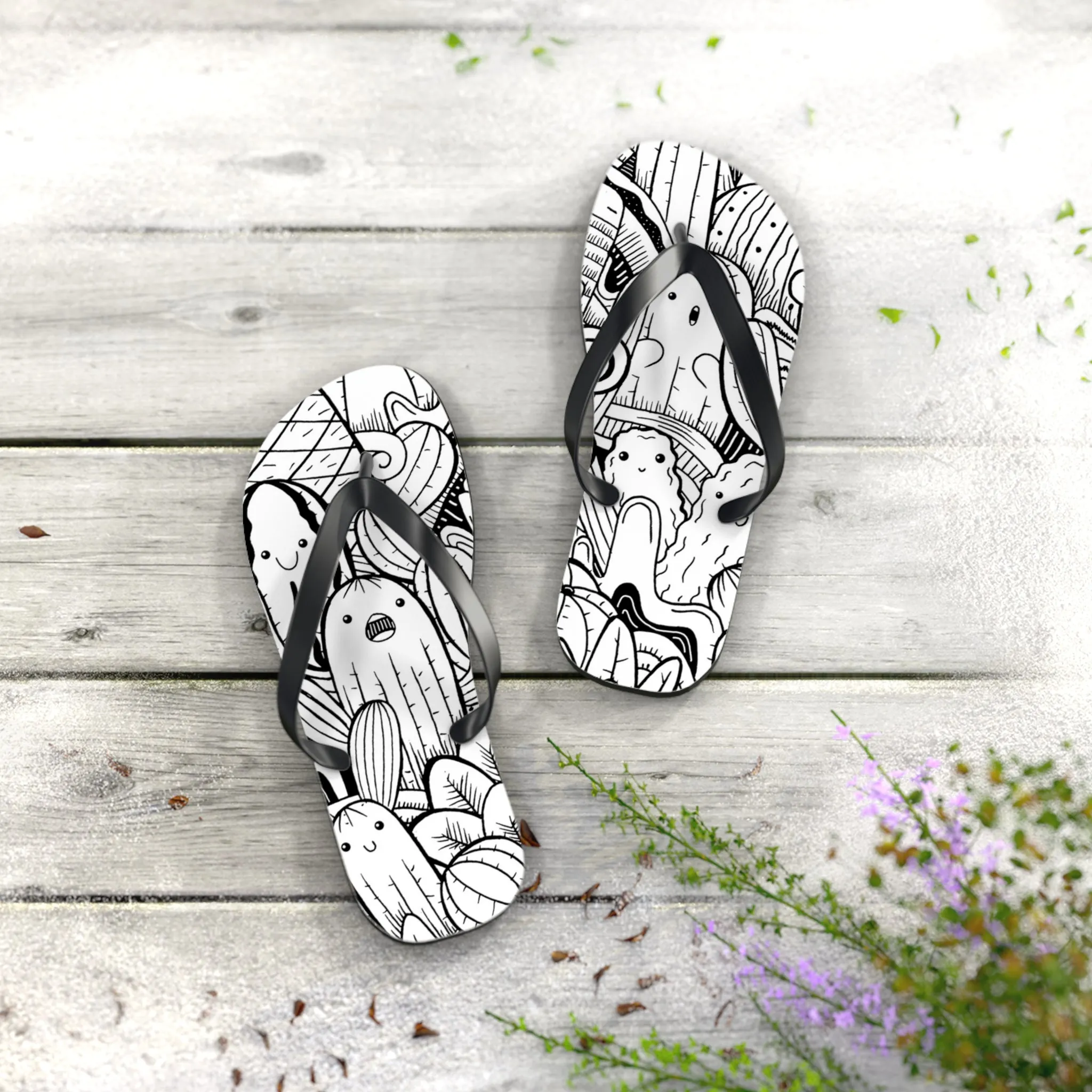 Doodle Cactus - Inovax Flip Flops