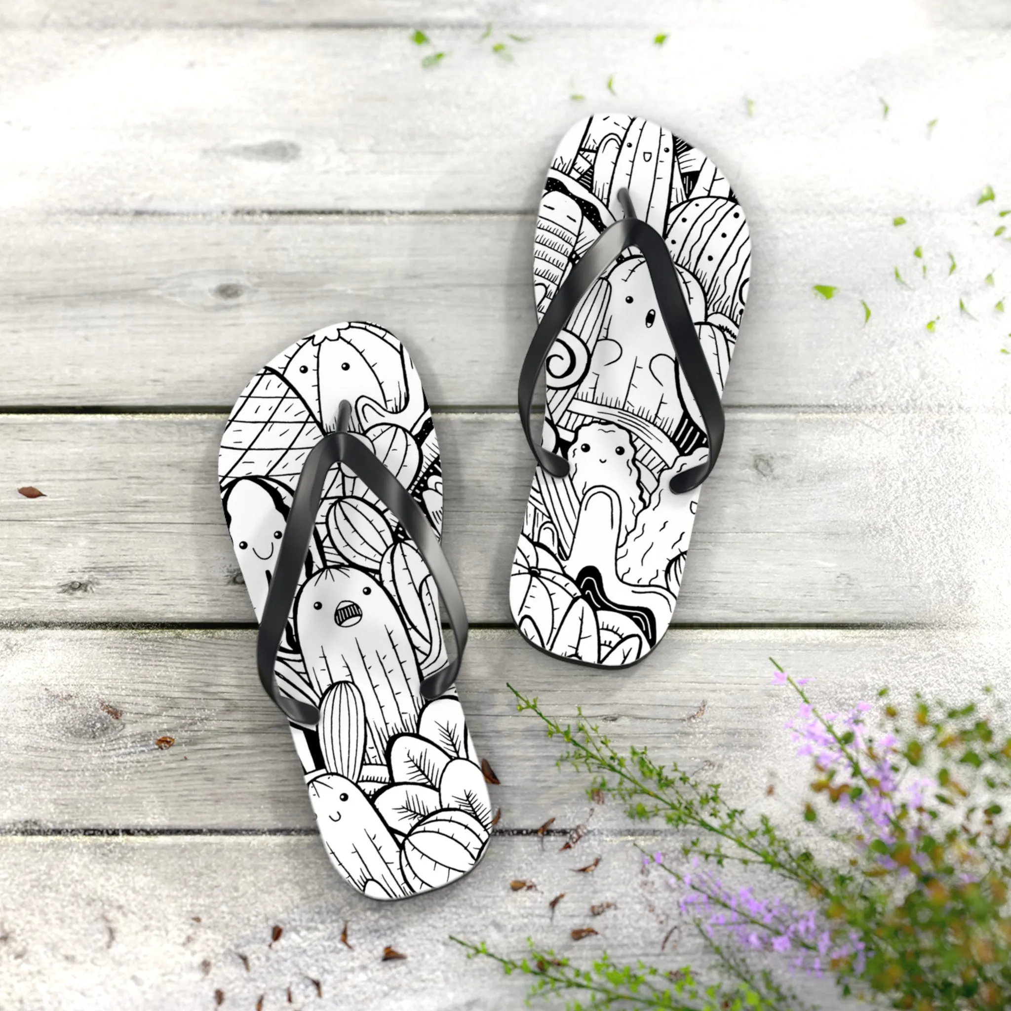 Doodle Cactus - Inovax Flip Flops