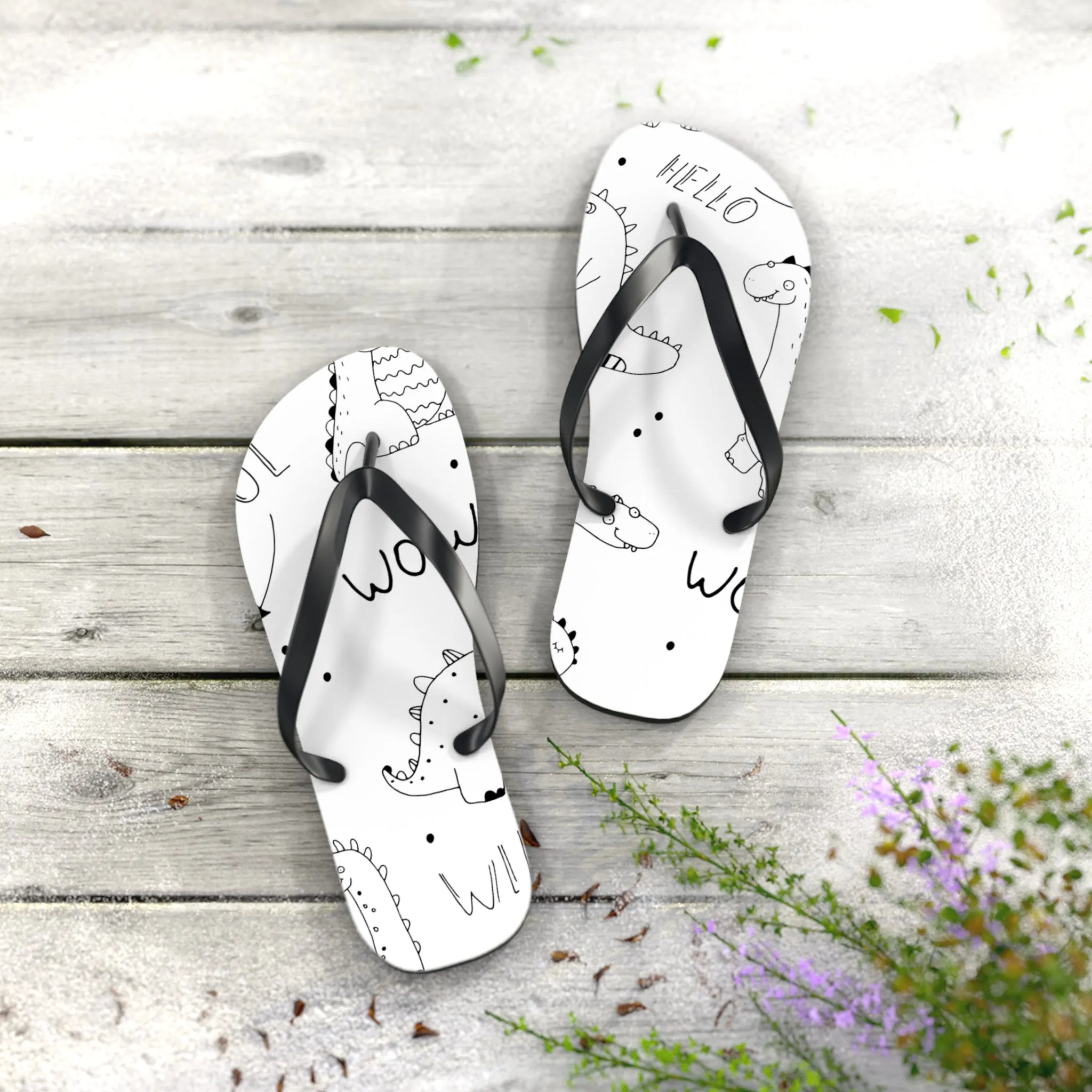 Doodle Dinosours - Inovax Flip Flops