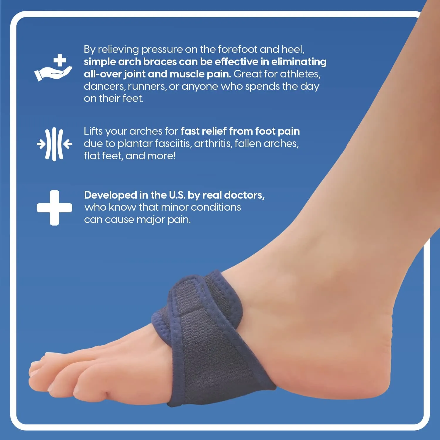 Dr. Frederick's Original Arch Support Brace - 2 Pcs - Orthotic Wraps for Plantar Fasciitis and Flat Feet - Fast Relief of Foot Pain - Flat Foot Arch Support - Arch Relief Insoles - for Men & Women