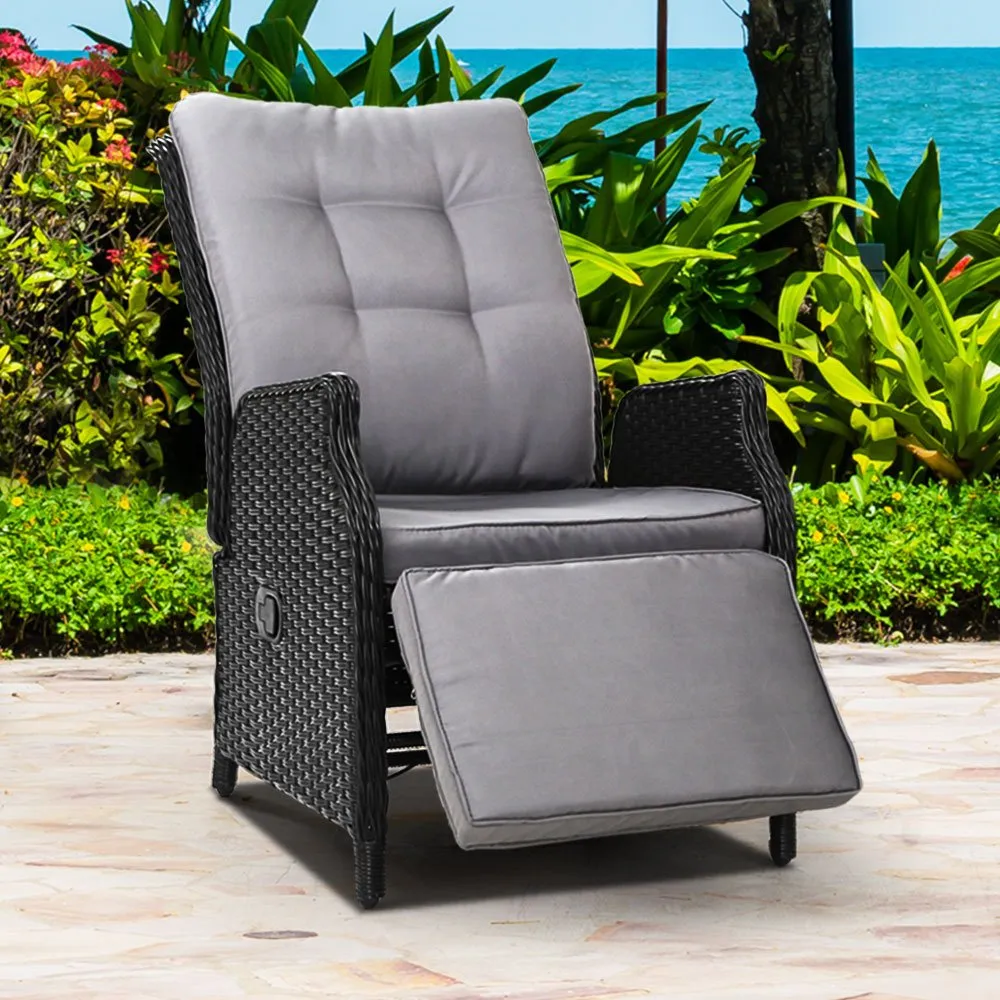 Elara Outdoor Recliner Patio Chair Black