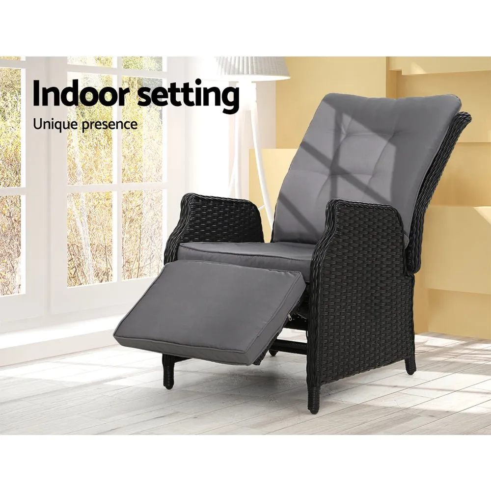 Elara Outdoor Recliner Patio Chair Black