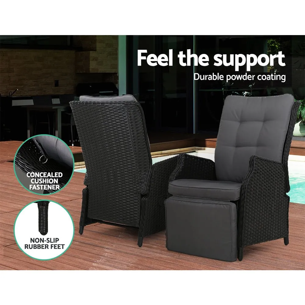 Elara Outdoor Recliner Patio Chair Black