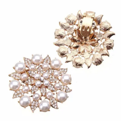 Elegant Pearl  Rhinestone Shoe Clip