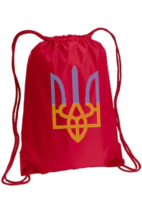 Embroidered drawstring backpack "Tryzub"