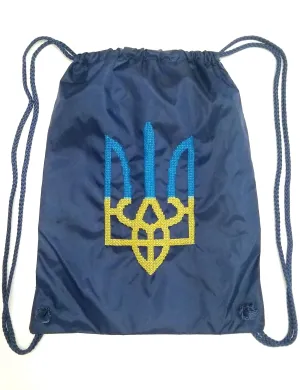 Embroidered drawstring backpack "Tryzub"