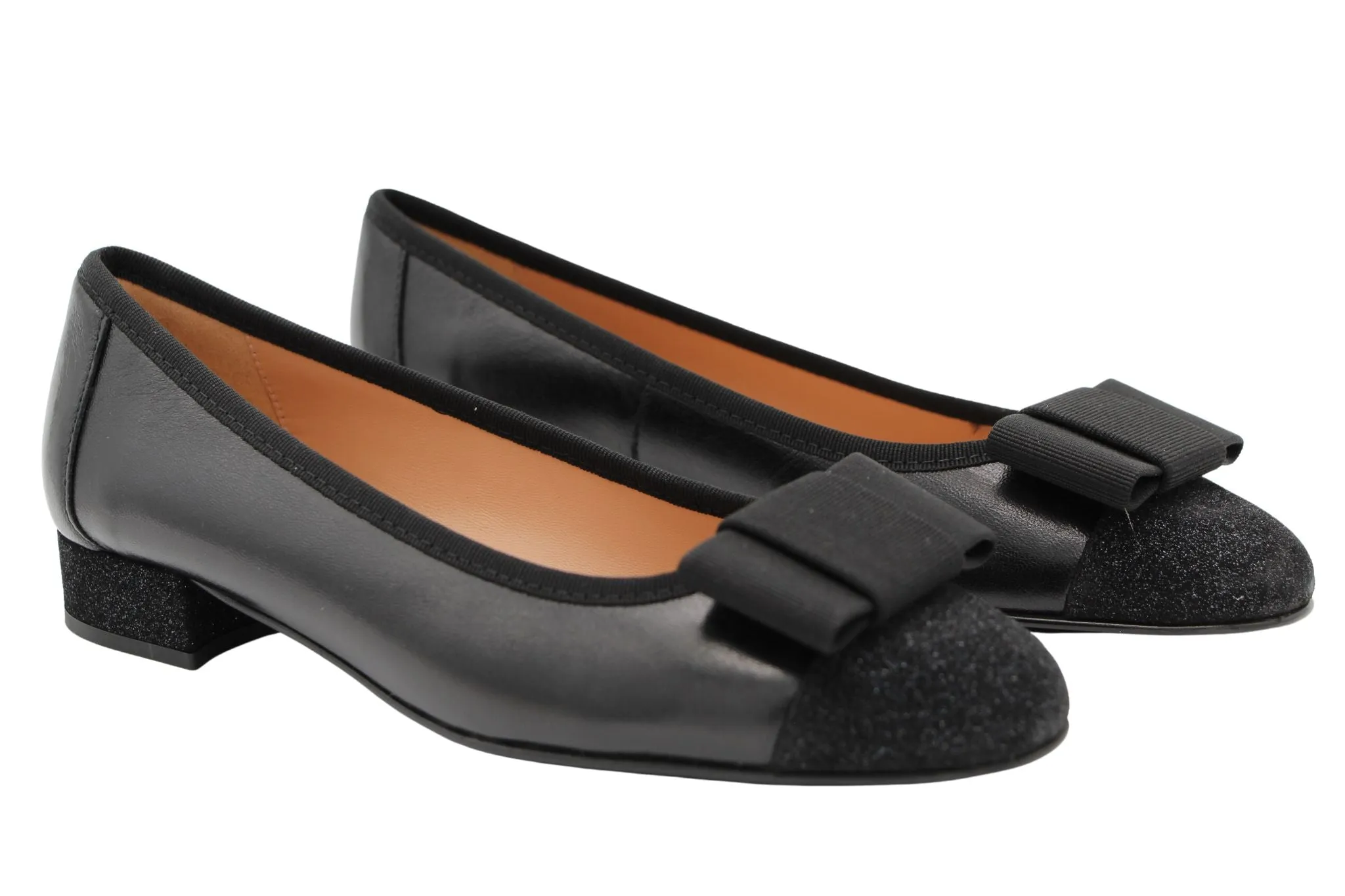 Fabucci Black leather Ballet Flat  with Bow