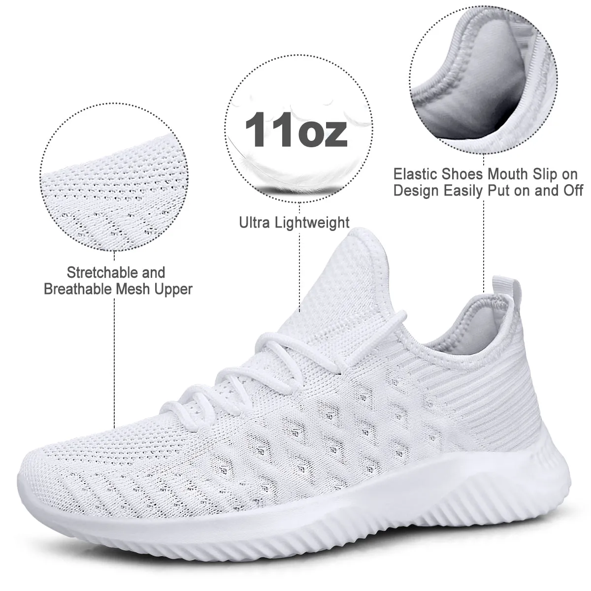 FEETHIT Womens Non-slip Walking Sneaker White