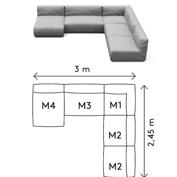 GROW Outdoor Patio Sectional Sofa Combination H