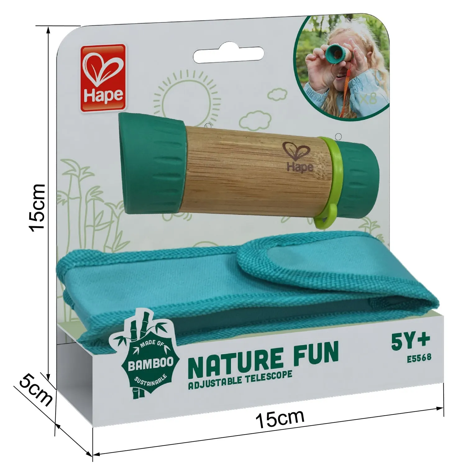 Hape Bamboo Adjustable Telescope and Case E5568