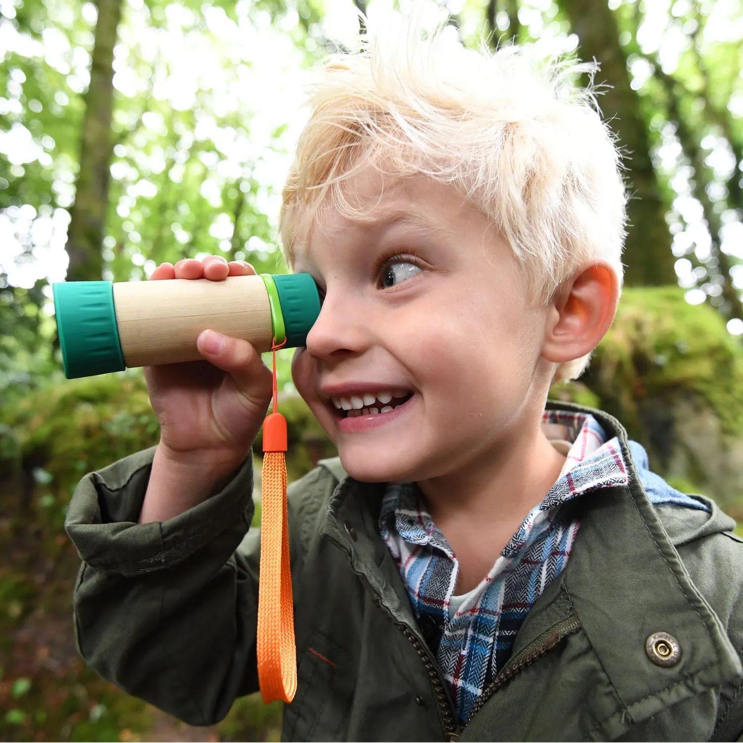 Hape Bamboo Adjustable Telescope and Case E5568