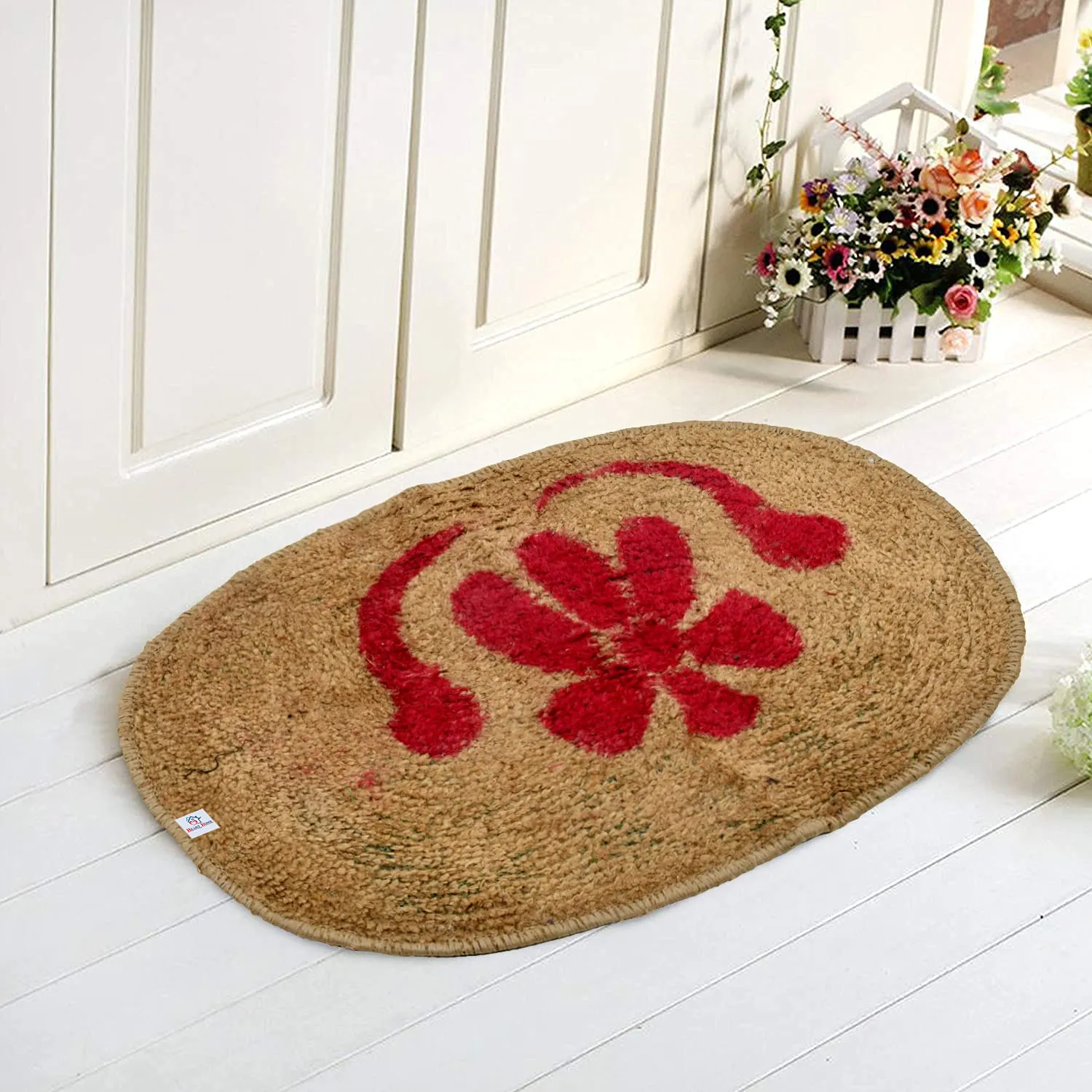 Heart Home Anti-Slip Durable Home Décor Jute Door Mat, Welcome Mat for Entryway, Patio, Garage, Outdoor and Indoor, 23"x15"- Pack of 2 (Brown)