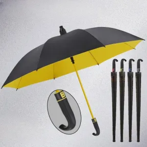 Heavy-Duty Curved Handle Rain Umbrella