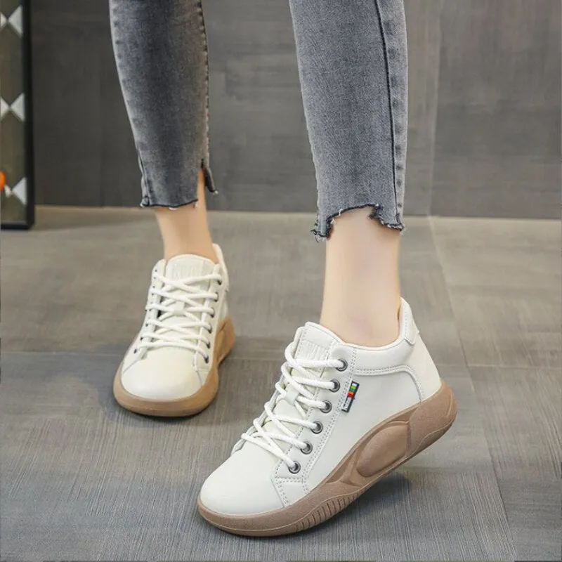 High Top Lace-Up Flat Sneakers with Thick Soles