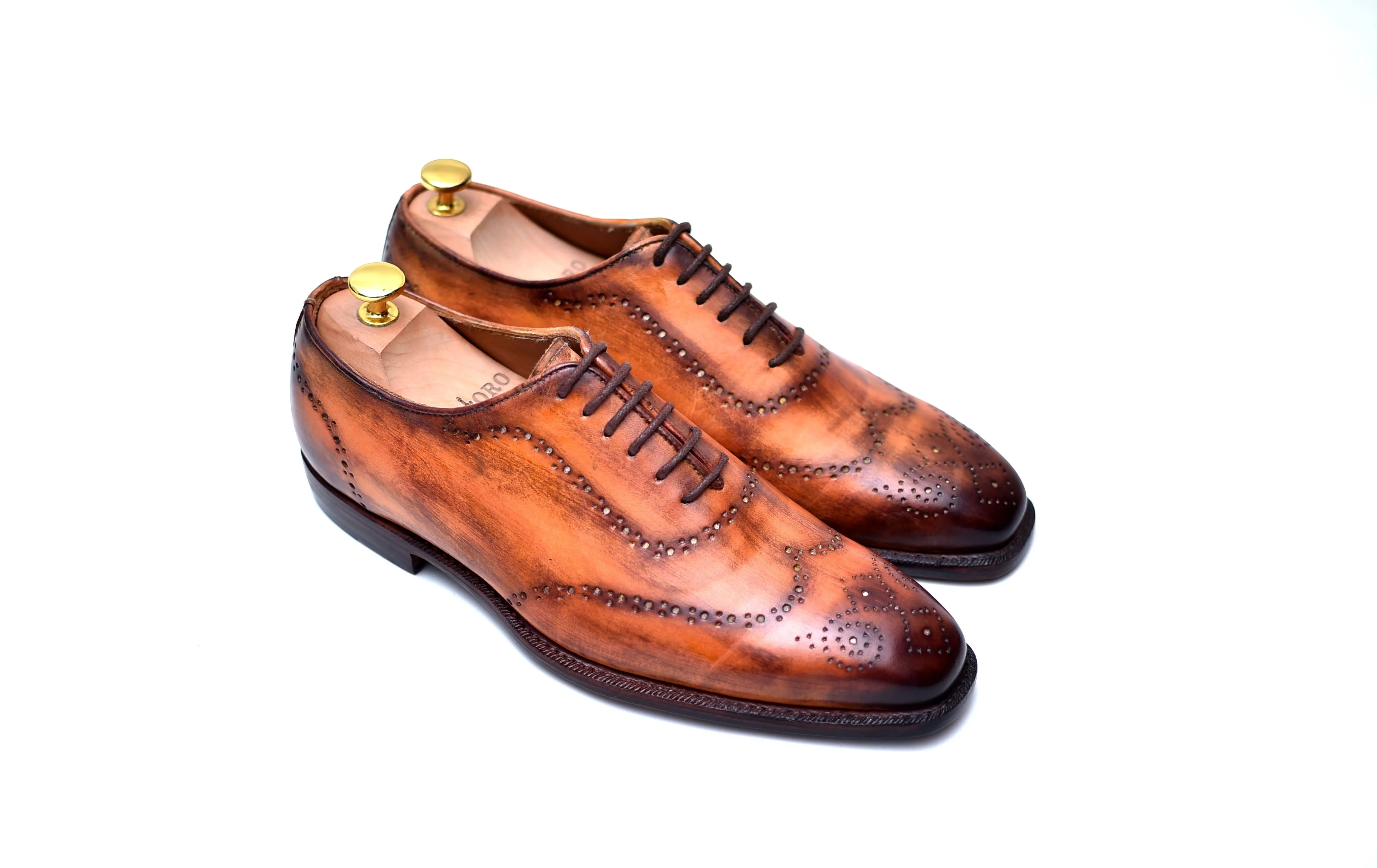 Hoskin - Caramel Wingtip Patina Shoes