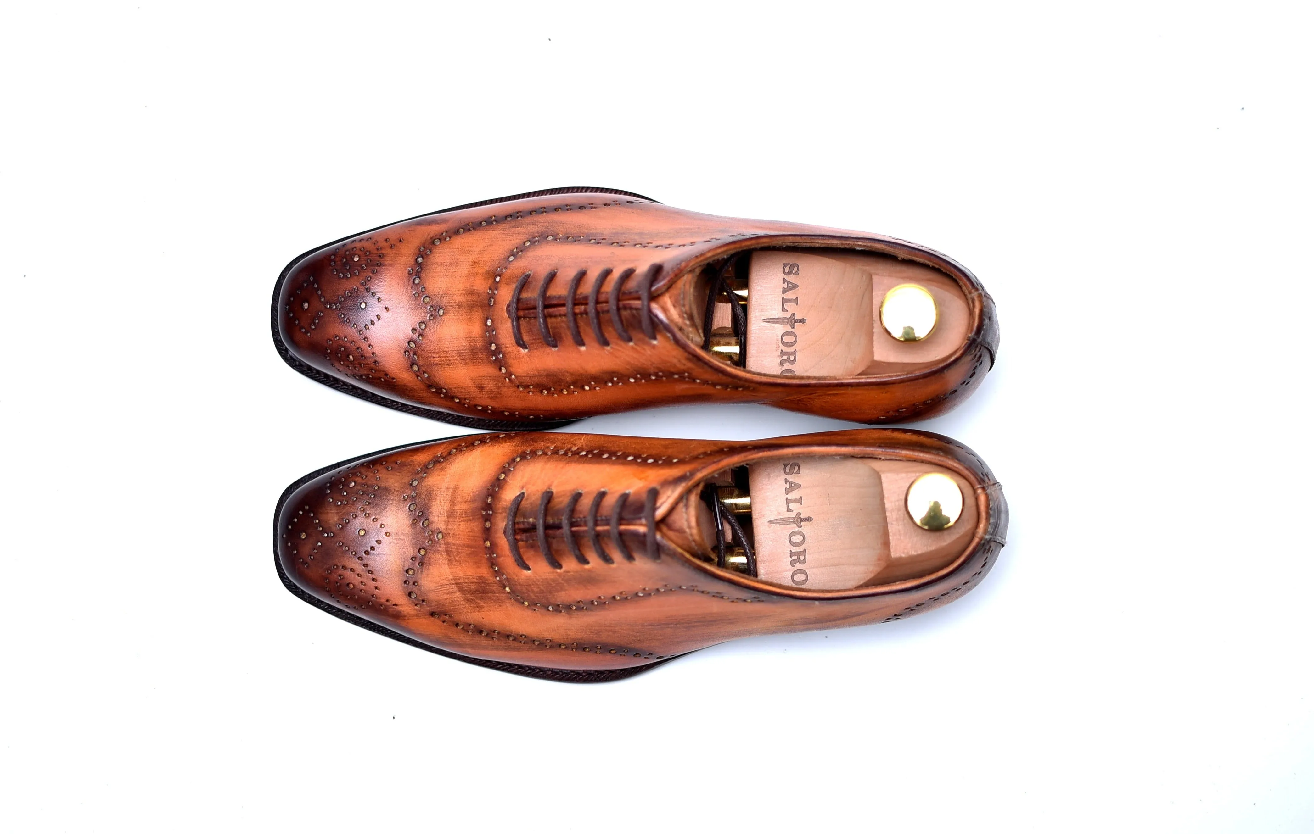 Hoskin - Caramel Wingtip Patina Shoes