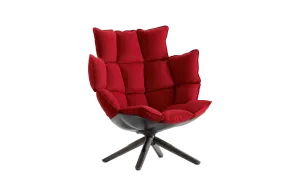 Husk Swivel Armchair with Snug Sides and Headrest